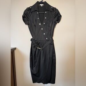 Cache Black Midi Dress with Belt